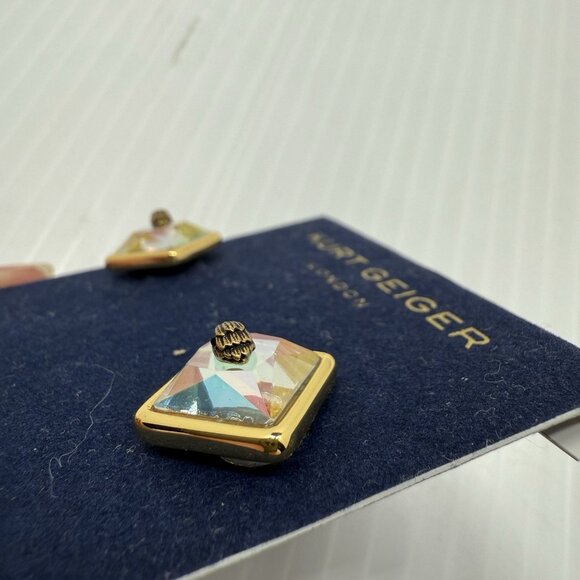 Kurt Geiger London Iridescent Crystal Bee Stud Earrings Gold Designer NWT Gift - Picture 2 of 4